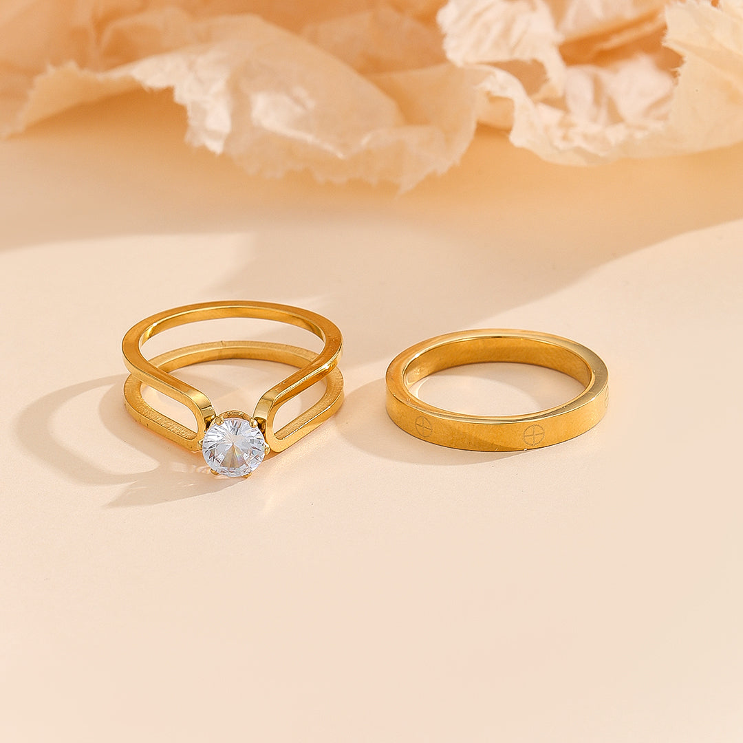 SwiftMalls™ Elegant Golden Dou Halo Ring