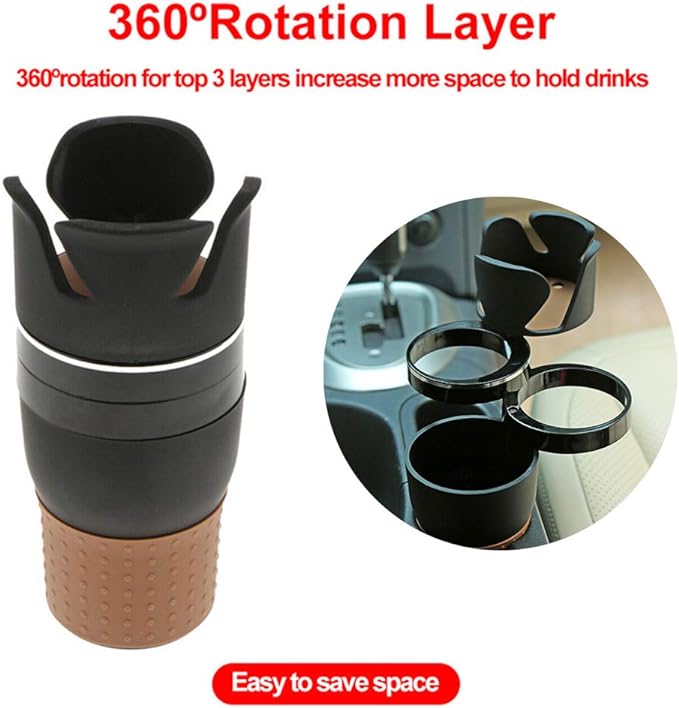 SwiftMalls™ Auto Multi Cup Holder – 360° Rotating, Universal Fit for Cars